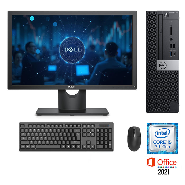 REFURBISHED - DELL OPTIPLEX 5050 SFF - I5 7500 - 8GB DDR4 - 256GB SSD - 19.5INCH - DELL - E2016H - LCD - MS OFFICE 2021 - COMPUTER SET