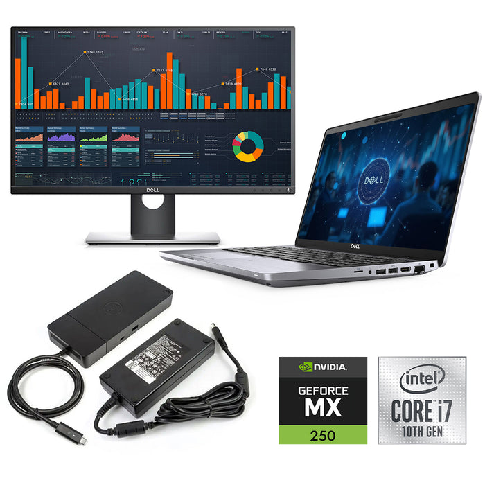REFURBISHED - DELL LATITUDE 5511 - I7 10850H - 10TH GEN - 32GB DDR4 - 512GB NVME SSD - NVIDIA GEFORCE MX250 - 15.6 INCH - LAPTOP - DELL DOCKING STATION - 23 INCH - DELL - MONITOR