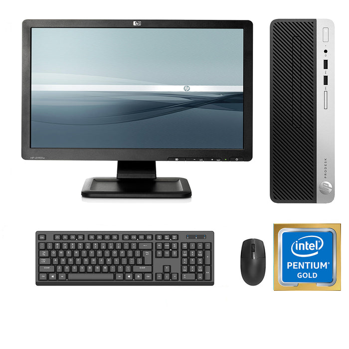 REFURBISHED - HP PRODESK 400 G6 SFF - PENTIUM GOLD G5400 8TH GEN - 8GB DDR4 - 256GB SSD - 20INCH - HP - W2072A - LCD - COMPUTER SET