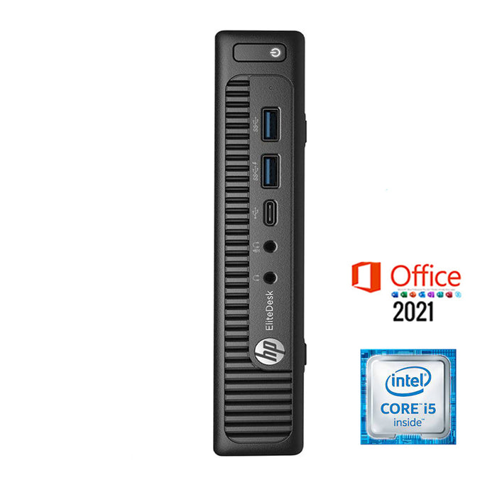 REFURBISHED - HP ELITEDESK 800 G2 MINI PC - I5 6500T - 8GB DDR4 - 256GB SSD - MS OFFICE 2021 - COMPUTER