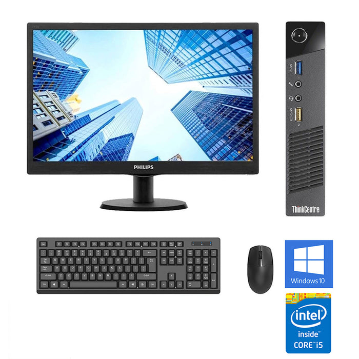 REFURBISHED - LENOVO THINKCENTRE M93P - MINI PC - I5 4570T - 8GB DDR3 - 500GB HDD - 20 INCH - PHILIPS - LED - COMPUTER SET - B-GRADE