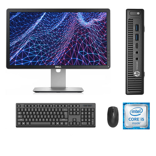 REFURBISHED - HP ELITEDESK 800 G2 MINI PC - I5 6500T - 8GB DDR4 - 256GB NVME SSD - 23 INCH - DELL - P2314H - LED - COMPUTER SET