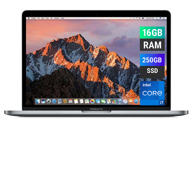 REFURBISHED - APPLE MACBOOK PRO 2017 A1707 - CORE I7 - 16GB RAM - 250GB NVME - SILVER - 15 INCH - LAPTOP