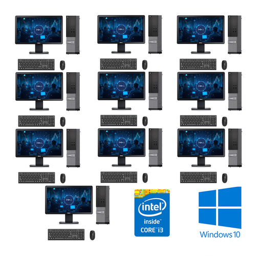 REFURBISHED - 10 X DELL OPTIPLEX 3020 SFF - I3 4130 - 8GB DDR3 - 500GB HDD - 19INCH - DELL - E1914H - LCD - COMPUTER SET