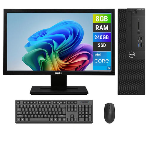 REFURBISHED - DELL OPTIPLEX 3050 SFF - I5 7TH GEN - 8GB DDR4 - 240GB SSD - 20INCH - DELL - P2011 - LCD - COMPUTER SET - Go Gadgets SA