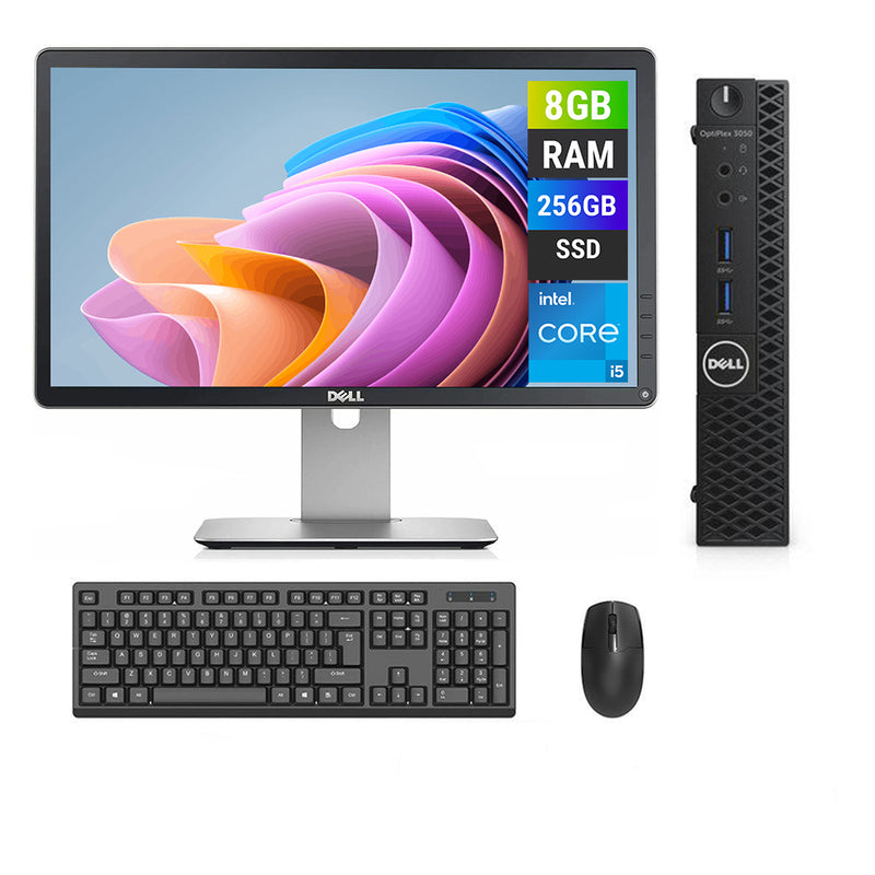 REFURBISHED - DELL OPTIPLEX 3050 MINI PC - I5 7TH GEN - 8GB DDR4 - 256GB  SSD - 23INCH - DELL - P2314H - LCD - COMPUTER SET