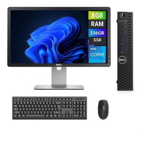 REFURBISHED - DELL OPTIPLEX 3050 MINI PC - I5 7TH GEN - 8GB DDR4 - 256GB SSD - 23INCH - DELL - P2314H - LCD - COMPUTER SET