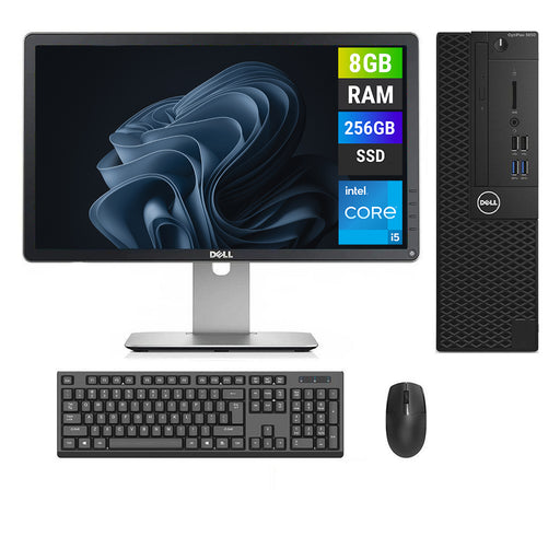 REFURBISHED - DELL OPTIPLEX 3050 SFF - I5 7TH GEN - 8GB DDR4 - 256GB SSD - 23.8INCH - DELL - P2414H - LCD - COMPUTER SET