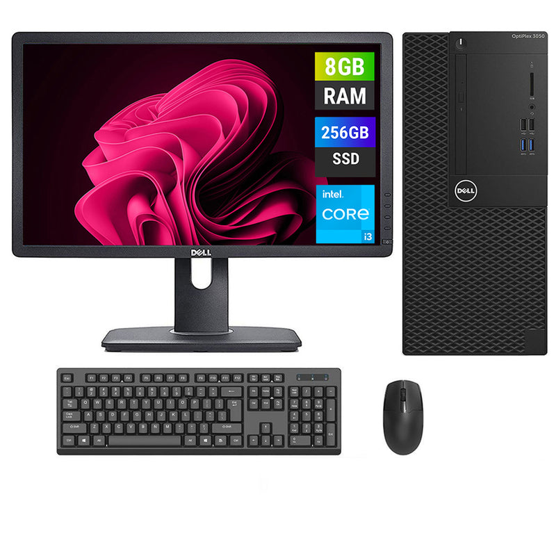 REFURBISHED - DELL OPTIPLEX 3050 MINI TOWER - I3 7TH - 8GB DDR4 - 256GB SSD - 19INCH - DELL - P1913 - LCD - COMPUTER SET