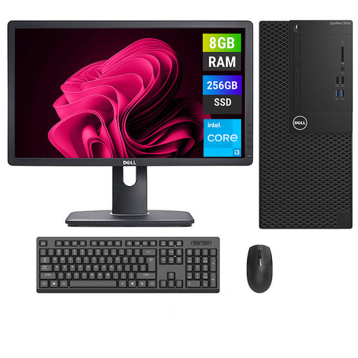REFURBISHED - DELL OPTIPLEX 3050 MINI TOWER - I3 7TH - 8GB DDR4 - 256GB SSD - 19INCH - DELL - P1913 - LCD - COMPUTER SET