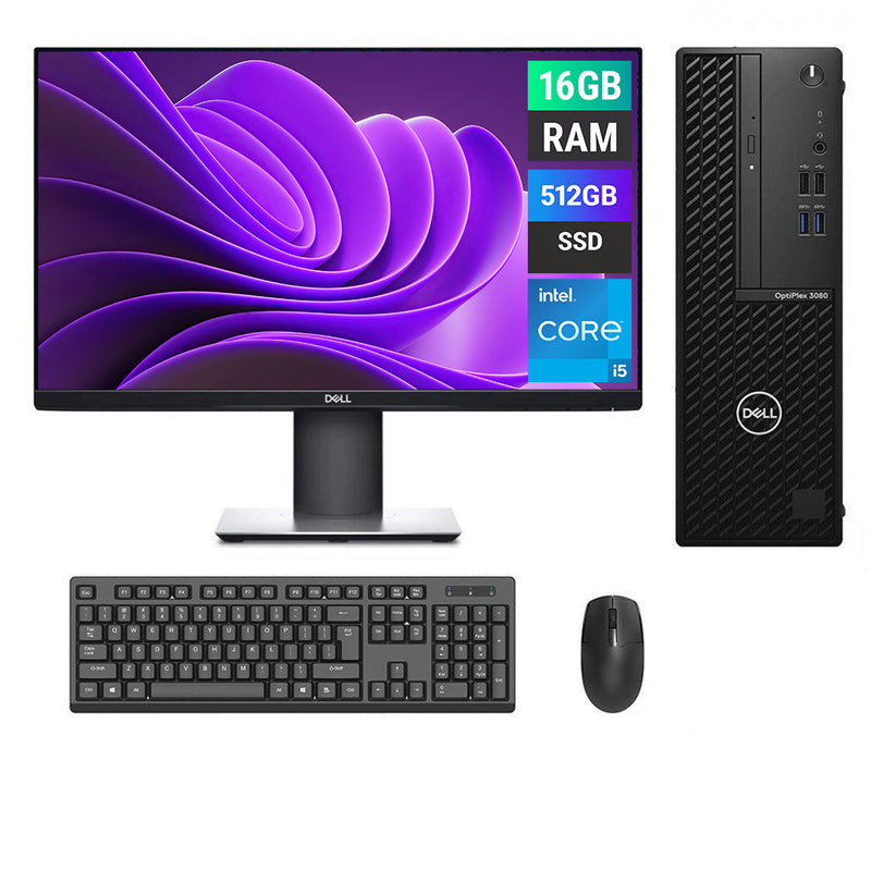 REFURBISHED - DELL OPTIPLEX 3080 SFF - I5 10TH GEN - 16GB DDR4 - 512GB NVME - DELL P2319H - 23INCH - COMPUTER SET