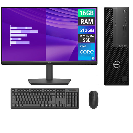REFURBISHED - DELL OPTIPLEX 3090 SFF - I5 10TH GEN - 16GB DDR4 - 512GB NVME - DELL PRO 24 E2425HSM - 23.8INCH - COMPUTER SET
