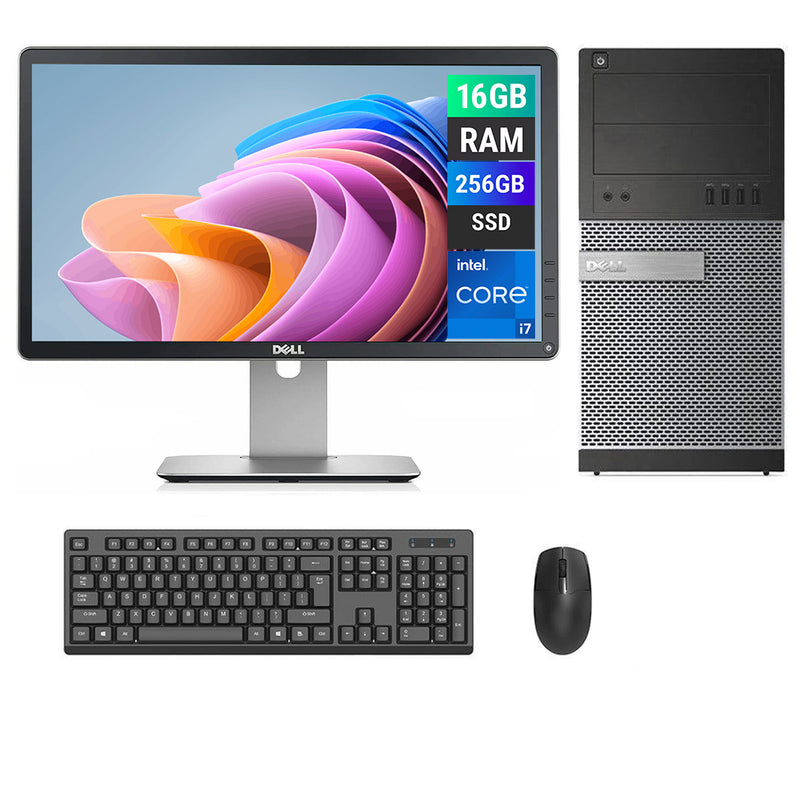 REFURBISHED - DELL OPTIPLEX 9020 MINI TOWER - I7 4TH GEN - 16GB DDR3 - 256GB SSD - 23INCH - DELL - P2314H - COMPUTER SET