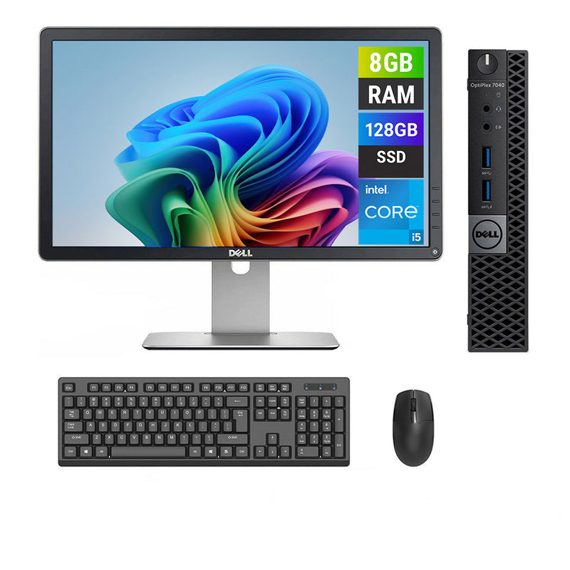 REFURBISHED - DELL OPTIPLEX 7040 MINI PC - I5 6TH GEN - 8GB DDR4 - 128GB  SSD - 23INCH - DELL - P2314H - LCD - COMPUTER SET