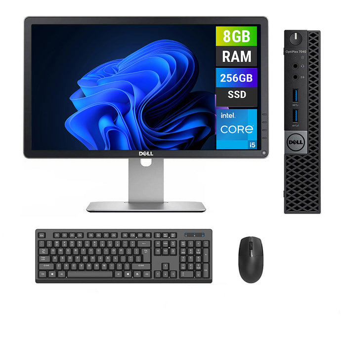 REFURBISHED - DELL OPTIPLEX 7040 MINI PC - I5 6TH GEN - 8GB DDR4 - 256GB  SSD - 23INCH - DELL - P2314H - LCD - COMPUTER SET