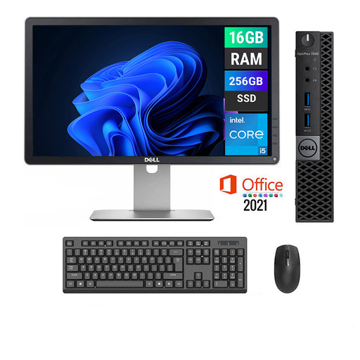 REFURBISHED - DELL OPTIPLEX 7040 MINI PC - I5 6TH GEN - 16GB DDR4 - 256GB SSD - 23INCH - DELL - P2314H - LCD - MS OFFICE 2021 - COMPUTER SET