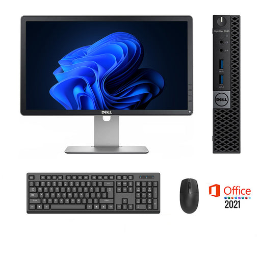 REFURBISHED - DELL OPTIPLEX 7040 MINI PC - I5 6500T - 16GB DDR4 - 256GB SSD - 23INCH - DELL - P2314H - LCD - MS OFFICE 2021 - COMPUTER SET