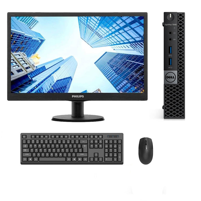 REFURBISHED - DELL OPTIPLEX 7040 MINI PC - I5 6500T - 8GB DDR4 - 256GB M.2 SSD - 19.5INCH - PHILIPS -  203V5L - LED - MS OFFICE 2021 - COMPUTER SET