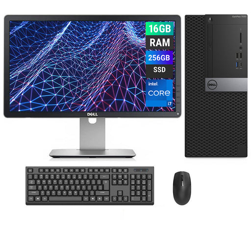 REFURBISHED - DELL OPTIPLEX 7050 MINI TOWER - I7 6TH GEN - 16GB DDR4 - 256GB SSD - 23INCH - DELL - P2314H - LED - COMPUTER SET