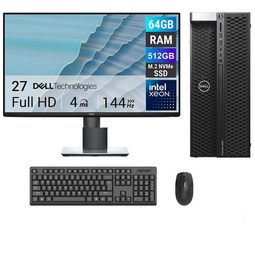 REFURBISHED - DELL PRECISION 5820 - XEON - W-2102 - 64GB DDR4 - 512GB SSD - NVIDIA QUADRO P4000 - DELL SE2725H - 27INCH - COMPUTER SET - AUTOCAD WORKSTATION