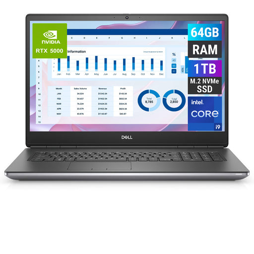 REFURBISHED - DELL PRECISION 7750 - I9 10TH GEN - 64GB DDR4 - 1TB NVME - NVIDIA QUADRO RTX 5000 - 17.3 INCH - LAPTOP - AUTOCAD WORKSTATION