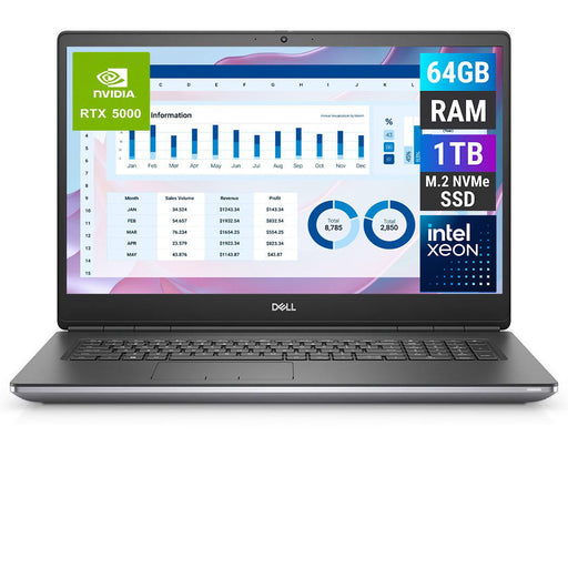REFURBISHED - DELL PRECISION 7750 - XEON W-10855M - 64GB DDR4 - 1TB NVME - NVIDIA QUADRO RTX 5000 - 17.3 INCH - LAPTOP - AUTOCAD WORKSTATION
