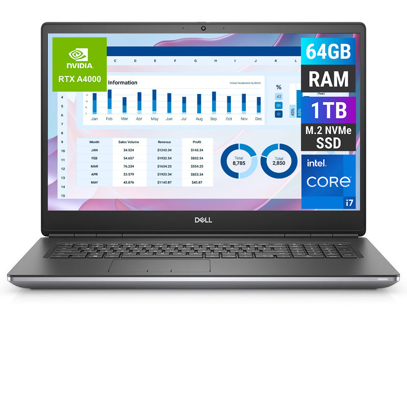 REFURBISHED - DELL PRECISION 7760 - I7 11TH GEN - 64GB DDR4 - 1TB NVME - NVIDIA RTX A4000 - 17.3 INCH - LAPTOP - AUTOCAD WORKSTATION