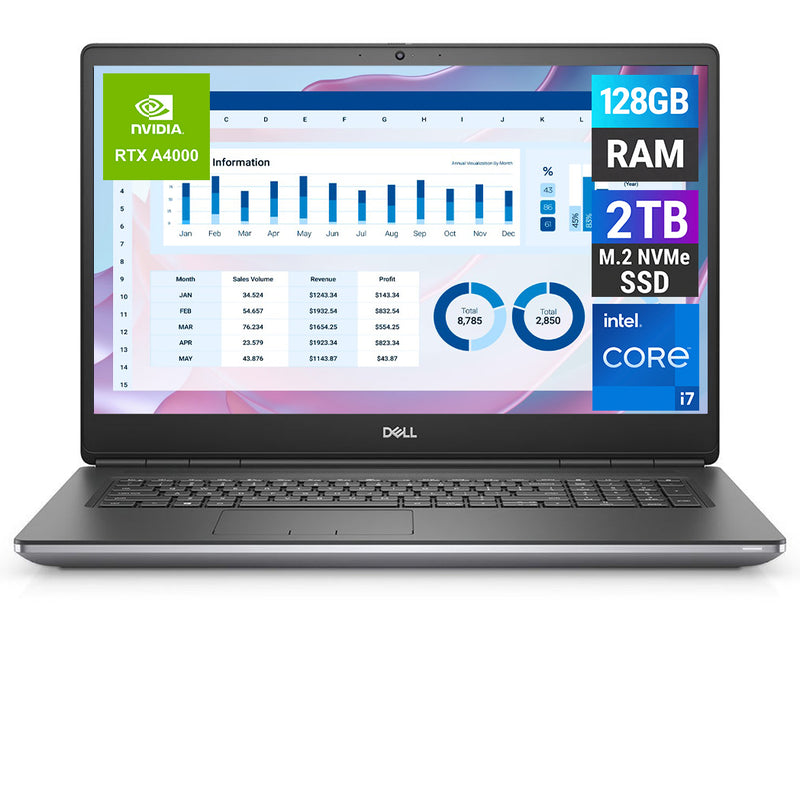 REFURBISHED - DELL PRECISION 7760 - I7 11TH GEN - 128GB DDR4 - 2TB NVME - NVIDIA RTX A4000 - 17.3 INCH - LAPTOP - AUTOCAD WORKSTATION