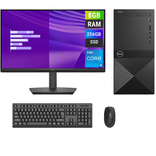 REFURBISHED - DELL VOSTRO 3670 MINI TOWER - I5 8TH GEN - 8GB DDR4 - 256GB SSD - DELL PRO 24 E2425HSM - 23.8INCH - COMPUTER SET