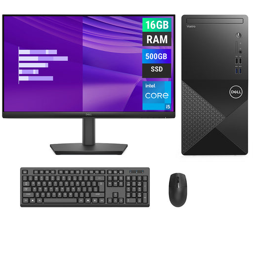 REFURBISHED - DELL VOSTRO 3888 MINI TOWER - I5 10TH GEN - 16GB DDR4 - 500GB SSD - DELL PRO 24 E2425HSM - 23.8INCH