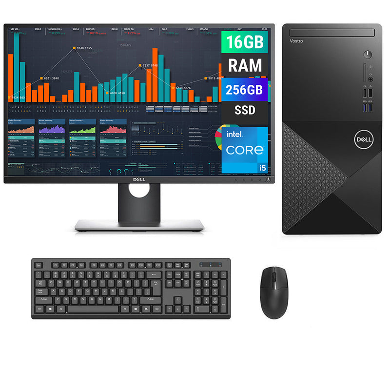 REFURBISHED - DELL VOSTRO 3888  MINI TOWER - I5 10TH GEN - 16GB DDR4 - 256GB SSD - DELL P2317H - 23INCH - COMPUTER SET