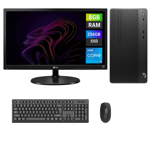 REFURBISHED - HP 290 G1 MICRO TOWER - I5 7TH GEN - 8GB DDR4 - 256GB SSD - 19 INCH - LG - LCD - COMPUTER SET