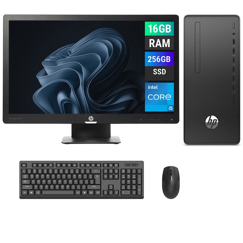 REFURBISHED - HP 290 G4 MICRO TOWER - I5 10TH GEN - 16GB DDR4 - 256GB SSD - 23.8INCH - HP - P240VA - LCD - COMPUTER SET