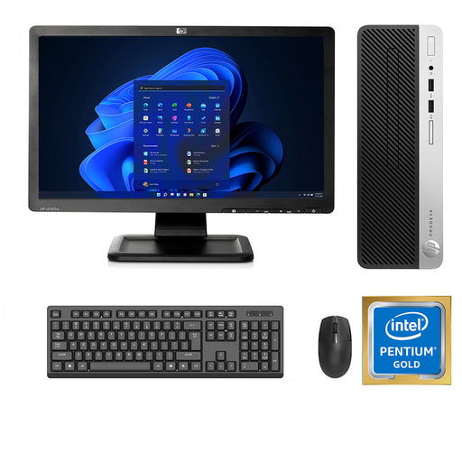 REFURBISHED - HP PRODESK 400 G6 SFF - PENTIUM GOLD G5400 8TH GEN - 8GB DDR4 - 256GB SSD - 20INCH - HP - W2072A - LCD - COMPUTER SET