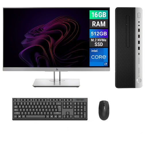 REFURBISHED - HP ELITEDESK 800 G5 SFF - I7 9TH GEN - 16GB DDR4 - 256GB NVME - 23.8 INCH - HP - E243 - COMPUTER SET