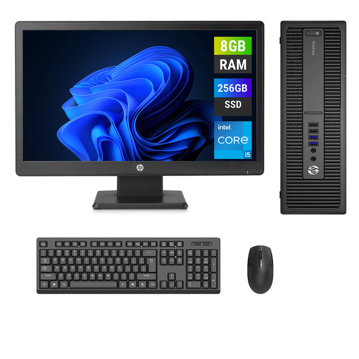 REFURBISHED - HP ELITEDESK 800 G2 SFF - I5 6TH GEN - 8GB DDR4 - 256GB SSD - 19INCH - HP - LCD - COMPUTER SET