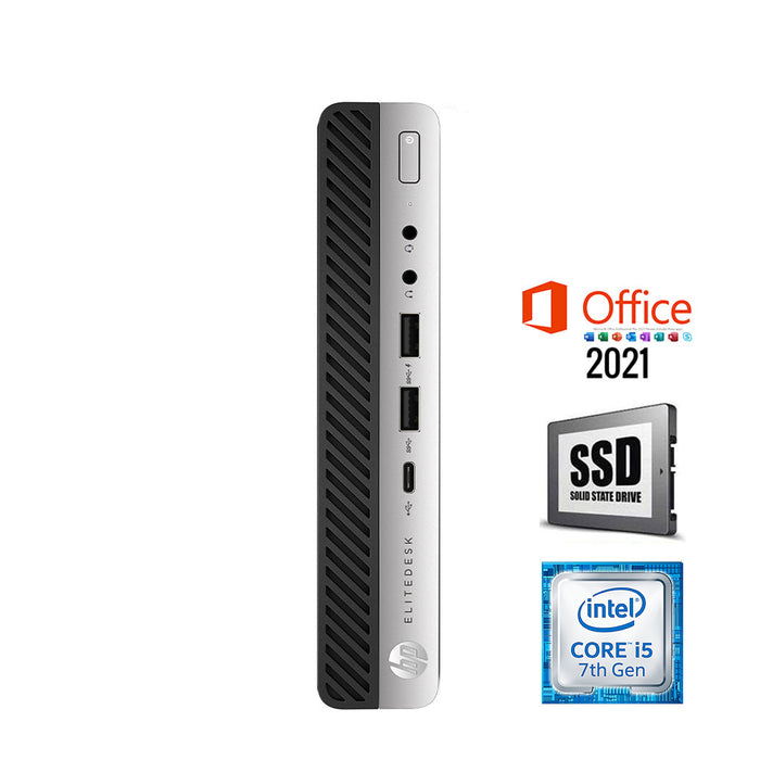 REFURBISHED - HP ELITEDESK 800 G3 MINI PC - I5 7500T - 8GB DDR4 - 256GB SSD - MS OFFICE 2021 - COMPUTER - B-GRADE