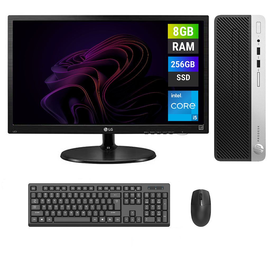 PC Bureau HP ProDesk 400 G6 SFF - I5-8500, 8Go RAM, 256Go SSD, Windows 11 + écran 20" - Très Bon état