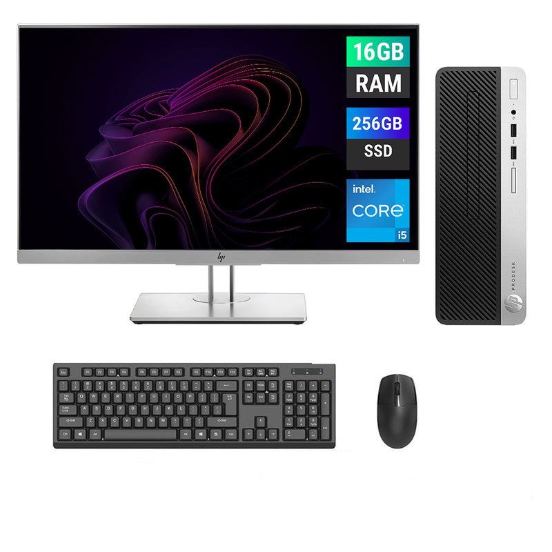 REFURBISHED - HP PRODESK 400 G6 SFF - I5 9TH GEN - 16GB DDR4 - 256GB SSD - 23.8INCH - HP - E243 - LED - COMPUTER SET
