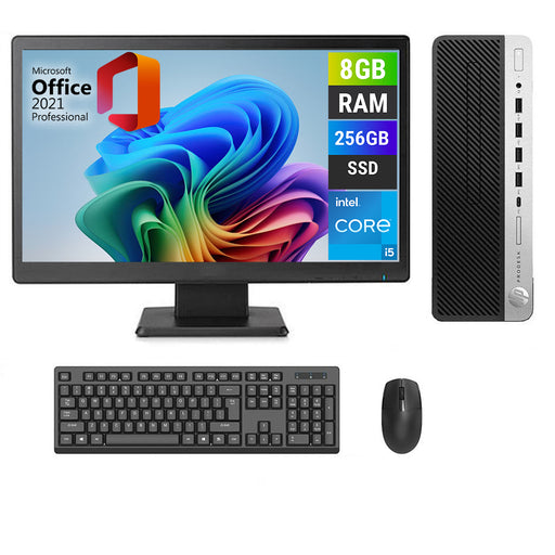 REFURBISHED - HP PRODESK 600 G3 SFF - I5 7TH GEN - 8GB DDR4 - 256GB SSD - 20INCH - HP LE2002 - MS OFFICE 2021 - COMPUTER