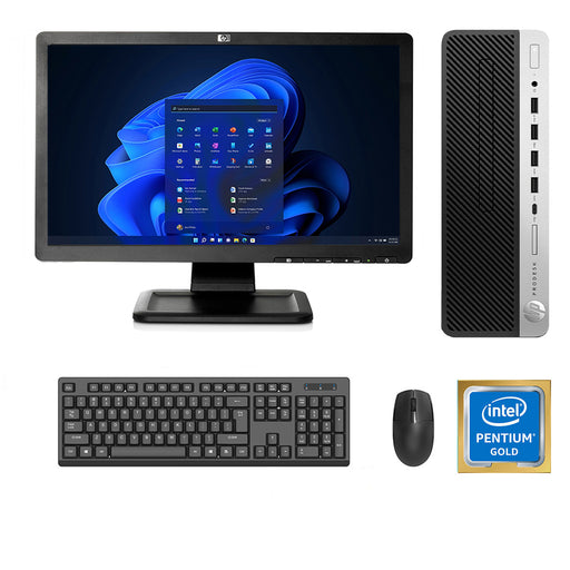 REFURBISHED - HP PRODESK 600 G4 SFF - PENTIUM GOLD G5400 8TH GEN - 8GB DDR4 - 256GB SSD - 19INCH - HP - LCD - COMPUTER SET