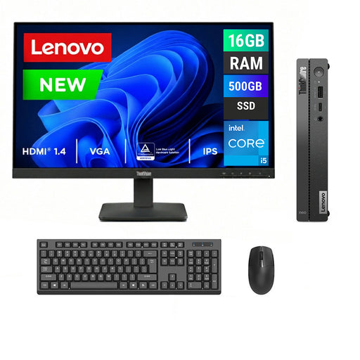 REFURBISHED - LENOVO THINKCENTRE NEO 50Q GEN 4 MINI PC - I5 13TH GEN - 16GB DDR4 - 500GB NVME - LENOVO THINKVISION S24-4E - 23.8INCH - COMPUTER SET