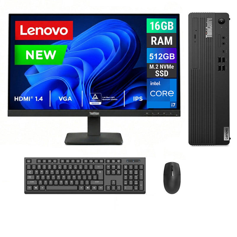 REFURBISHED - LENOVO THINKCENTRE M90S SFF - I7 10TH GEN - 16GB DDR4 - 512GB SSD - LENOVO THINKVISION S24-4E - 23.8INCH - COMPUTER SET