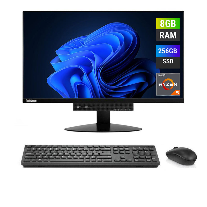 REFURBISHED - LENOVO THINKCENTRE TIO22D + M715Q - AMD RYZEN 5 PRO - 8GB DDR4 - 256GB SSD - 22INCH - ALL IN ONE