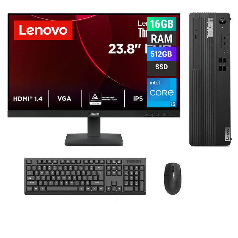 REFURBISHED - LENOVO THINKCENTRE M80S GEN 3 SFF - I5 12TH GEN - 16GB DDR5 - 512GB SSD - LENOVO THINKVISION S24-4E - 23.8INCH - COMPUTER SET