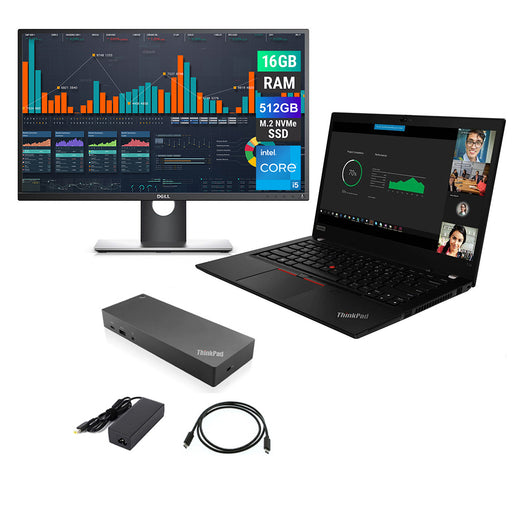 REFURBISHED - LENOVO THINKPAD T14 GEN 2 - I5 11TH GEN - 16GB DDR4 - 512GB NVME - 14 INCH - LAPTOP - LENOVO DOCKING STATION - 23 INCH - MONITOR