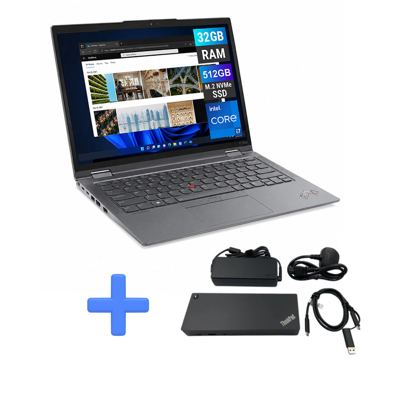 REFURBISHED - LENOVO THINKPAD X1 YOGA GEN 7 - 2-IN-1 CONVERTIBLE - I7 12TH GEN - 32GB LPDDR5 - 512GB NVME - 14 INCH - TOUCH SCREEN - DOCK - LAPTOP