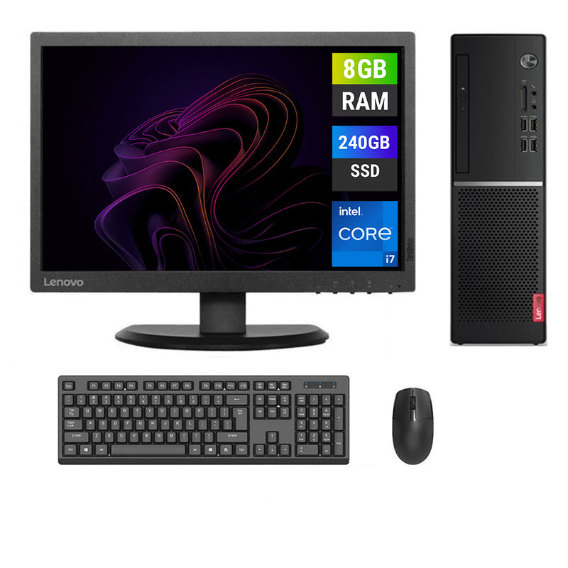 REFURBISHED - LENOVO V520S SFF - I7 6TH GEN - 8GB DDR4 - 240GB SSD - 19.5 INCH - LENOVO - E2054 - LCD - COMPUTER SET