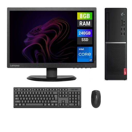 REFURBISHED - LENOVO V520S SFF - I7 6TH GEN - 8GB DDR4 - 240GB SSD - 19.5 INCH - LENOVO - E2054 - LCD - COMPUTER SET