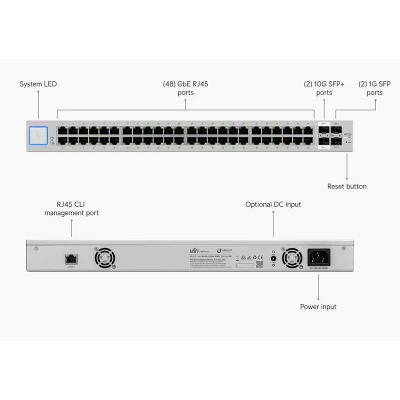 REFURBISHED - UBIQUITI UNIFI STANDARD US-48-G1 - 48 GBE RJ45 PORT - SWITCH - NETWORKING